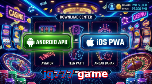 Main screen of Jq777 Game download page for PK players